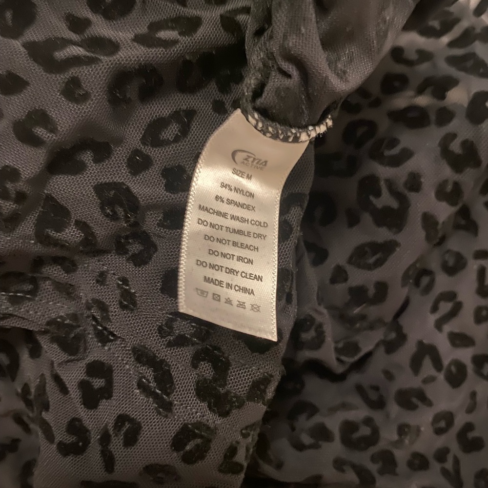 Black ZYIA M Leopard Print sheer open back Top